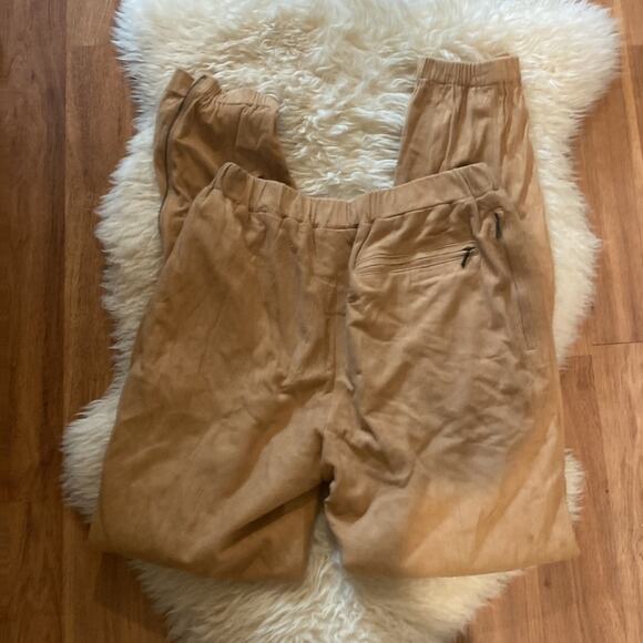 Tannery West Tan Vintage Jogger Style Buttery Leather Pants Sz 32 Elastic Lined - Picture 6 of 12
